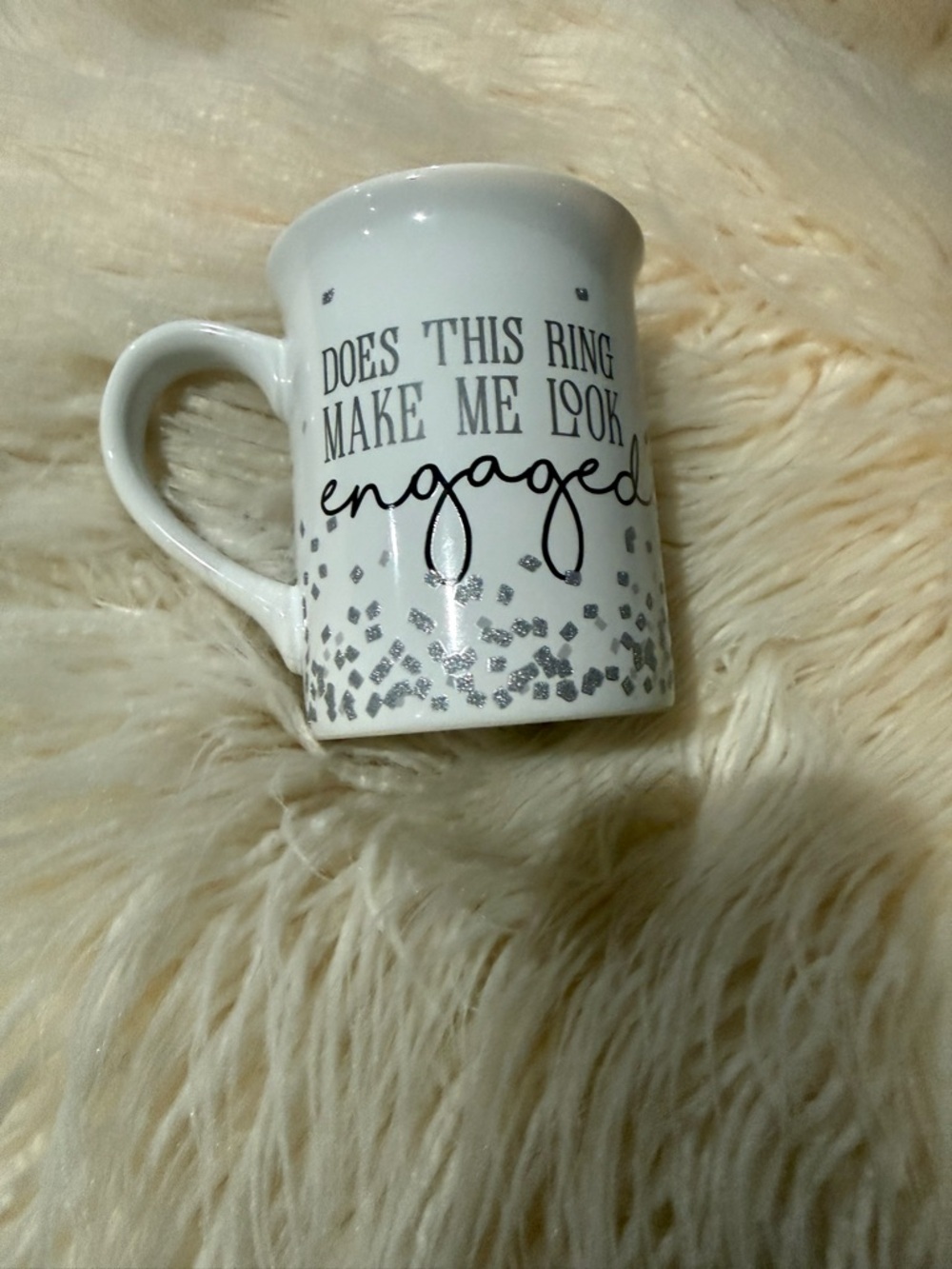 Enesco White Ceramic Mug with Black Script Engagement Design